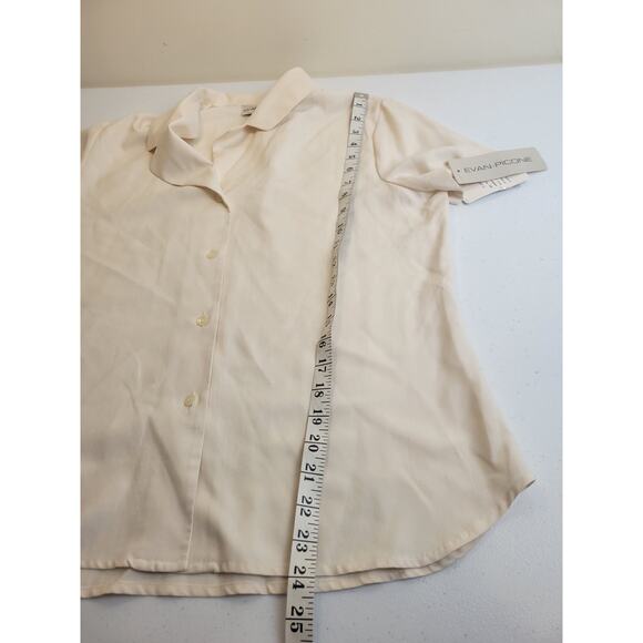 NWT Vtg Evan Picone Button Up Shirt Ivory 100% Silk Short Sleeve Women's Size 12 - Picture 5 of 15